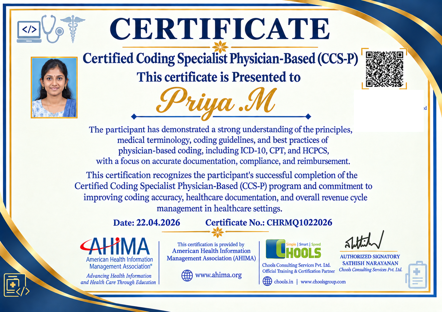 Healthcare and Pharma Program Certificate